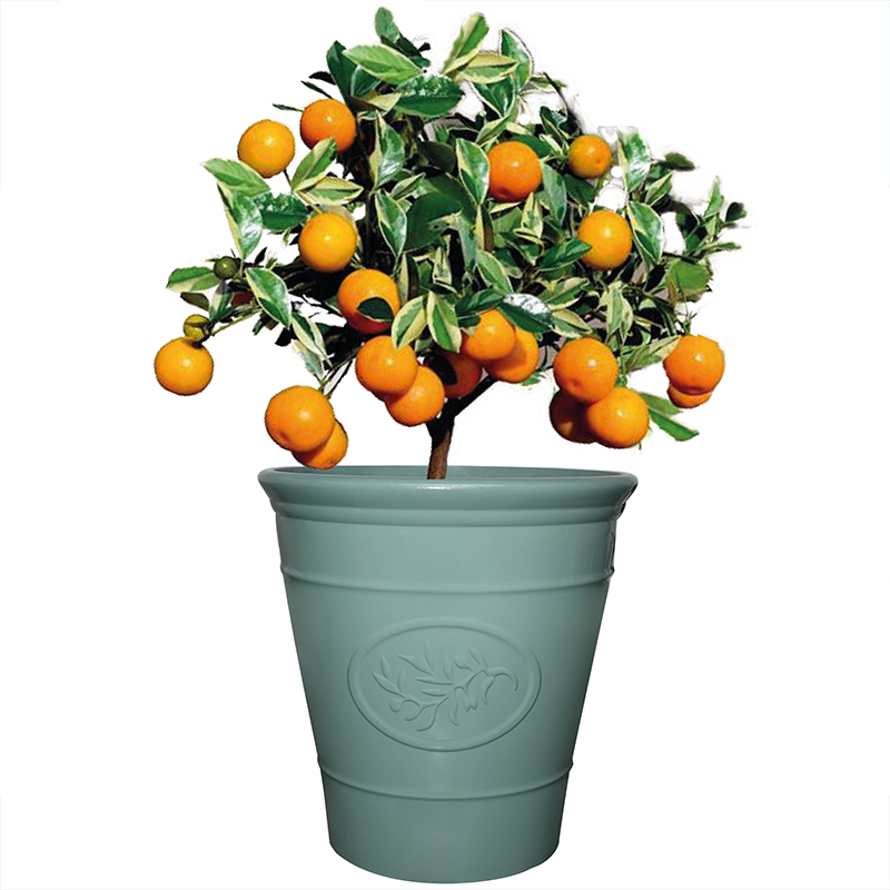 Planterist - Maceta grande - Acabado cerámico elegante vintage - Decorativa, moderna para interior o exterior - Súper resistente - Ideal para patio, jardín, terraza - Hecha de plástico PP reciclado anti UV - Medidas: 40 cm de diámetro x 41 cm de alto. Volumen interno 33.4L (Verde Brilloso)