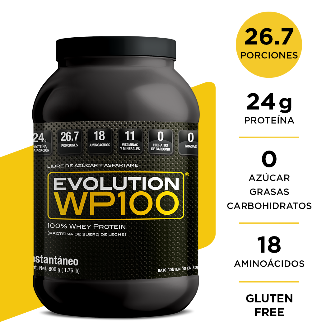 PROTEÍNA EVOLUTION DE SUERO DE LECHE WP100 WHEY PROTEIN 800 G SABOR NATURAL
