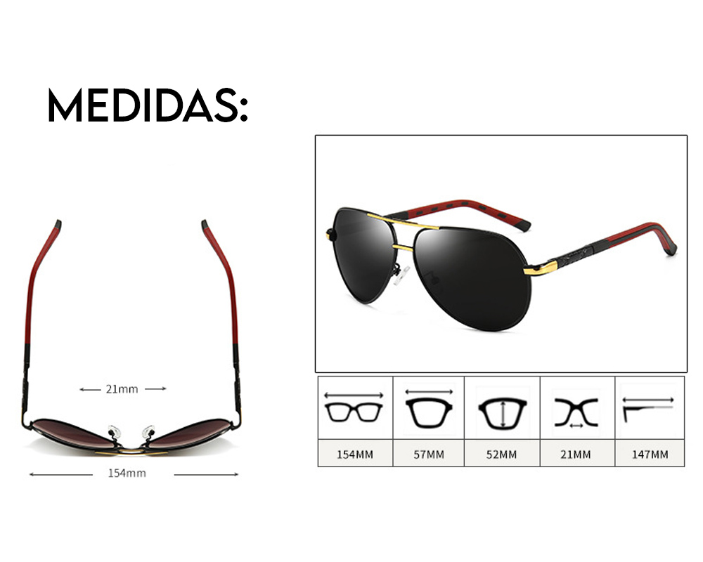 Lentes De Sol Estilo Aviador Gota Grande GRIS Unisex Polarizado Uv400 ENKY