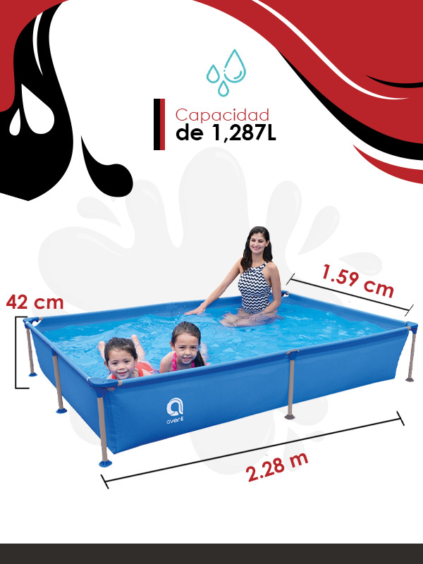 Alberca Rectangular Steel Frame Pools 2.28m X 1.59m X 42cm