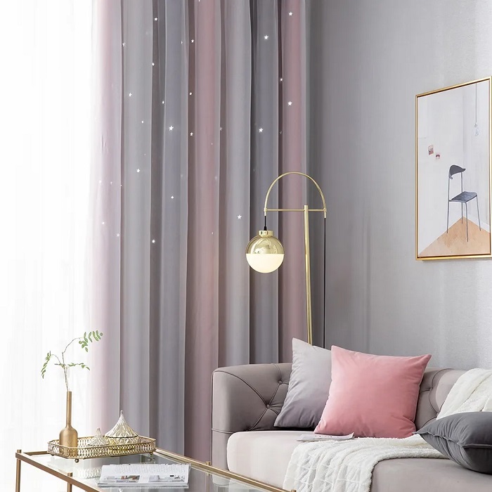 1 Cortina 100*130cm Para Habitación De Niños Tonos Gris