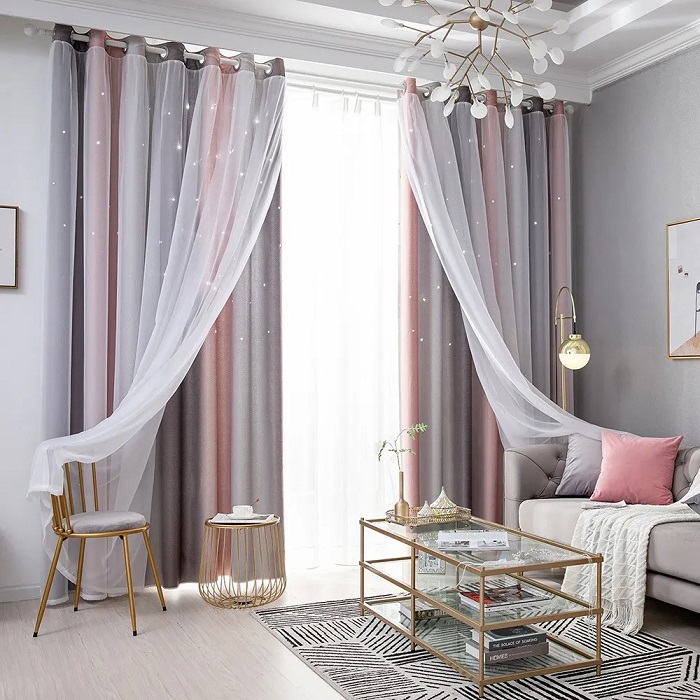1 Cortina 100*130cm Para Habitación De Niños Tonos Gris
