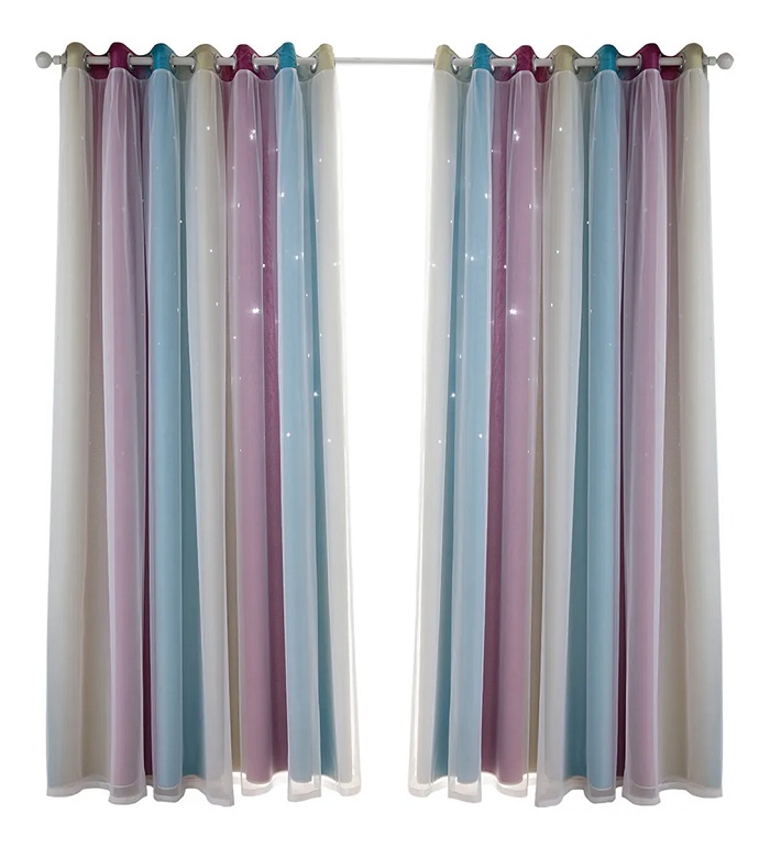 1 Cortina 100*130cm Para Habitación De Niños Tonos Gris