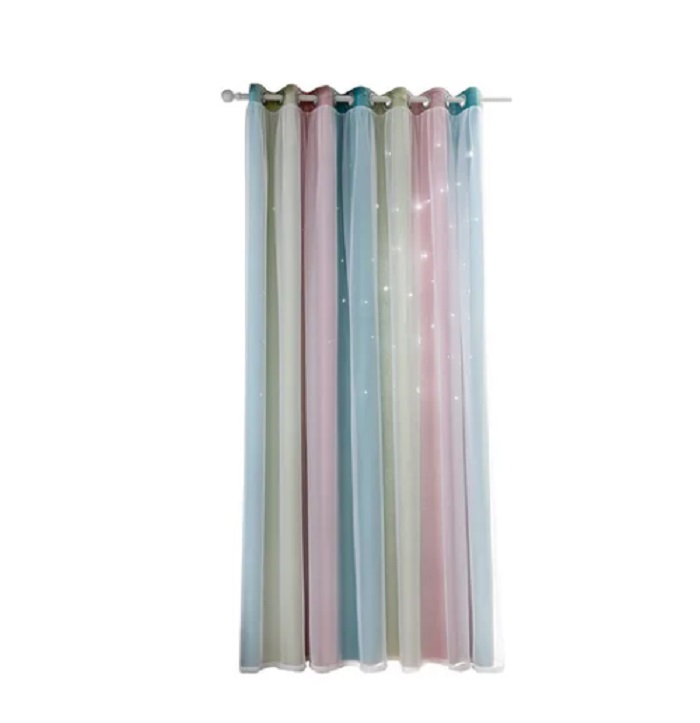 1 Cortina 100*130cm Para Habitación De Niños Tonos Rosado