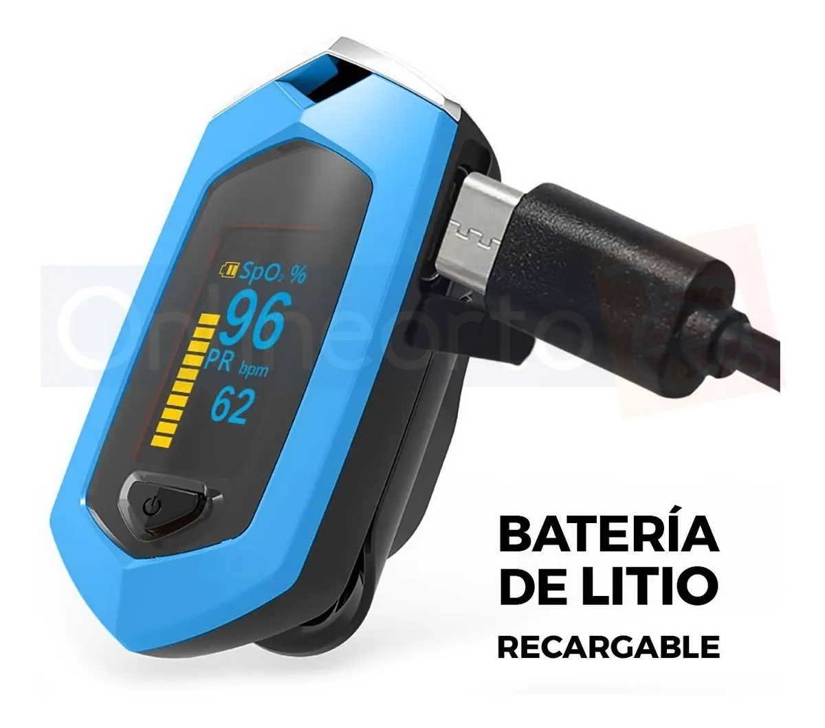 Oxímetro Digital Pulso Dedo Mediglob Az100 Recargable Usb