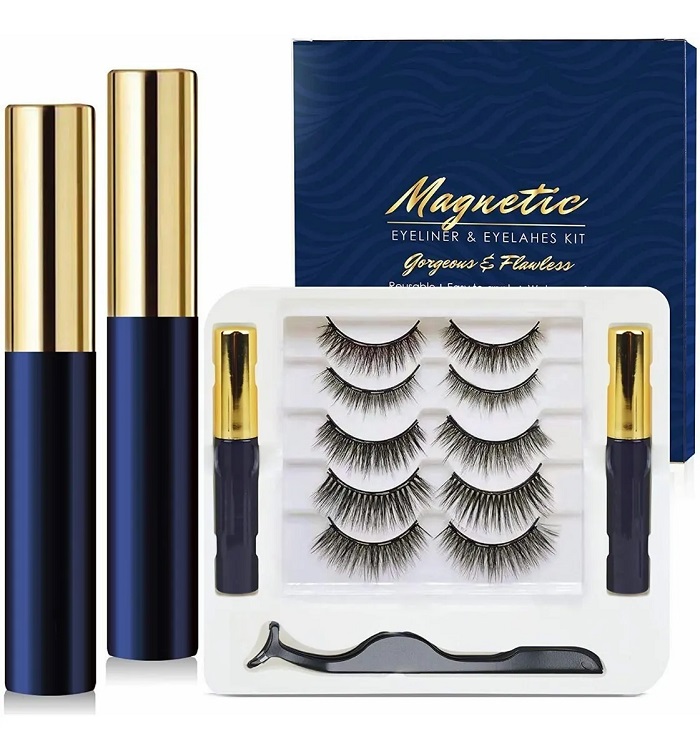 5 Pares de Pestañas Magneticas con delineador
