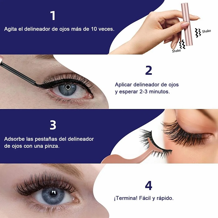 5 Pares de Pestañas Magneticas con delineador