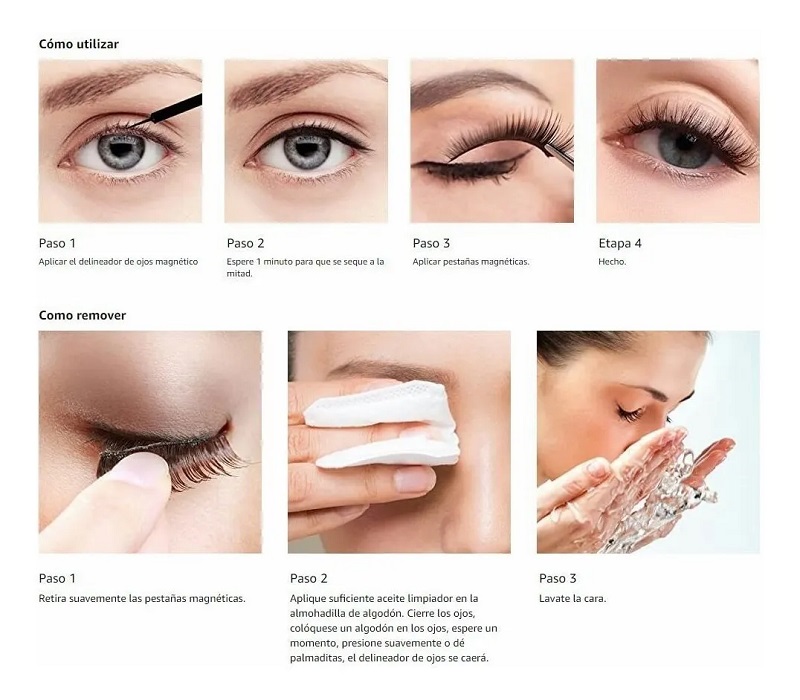 5 Pares de Pestañas Magneticas con delineador