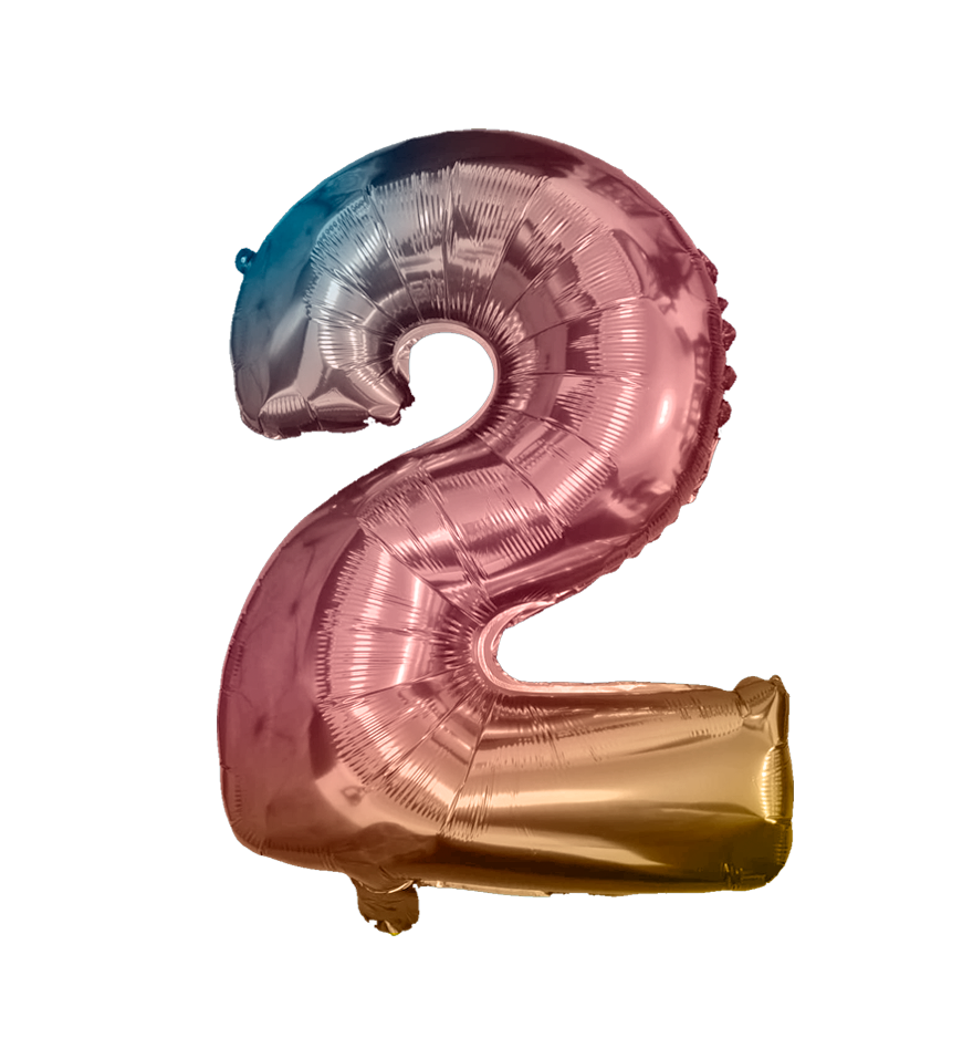 Globos Del Número 2 De Papel De Aluminio De 26 Pulgadas/66 Cms Oro Plata Azul Rey Fuchsia Rosa Negro Rojo Rose Gold Arcoiris Pastel Y Azul Turquesa