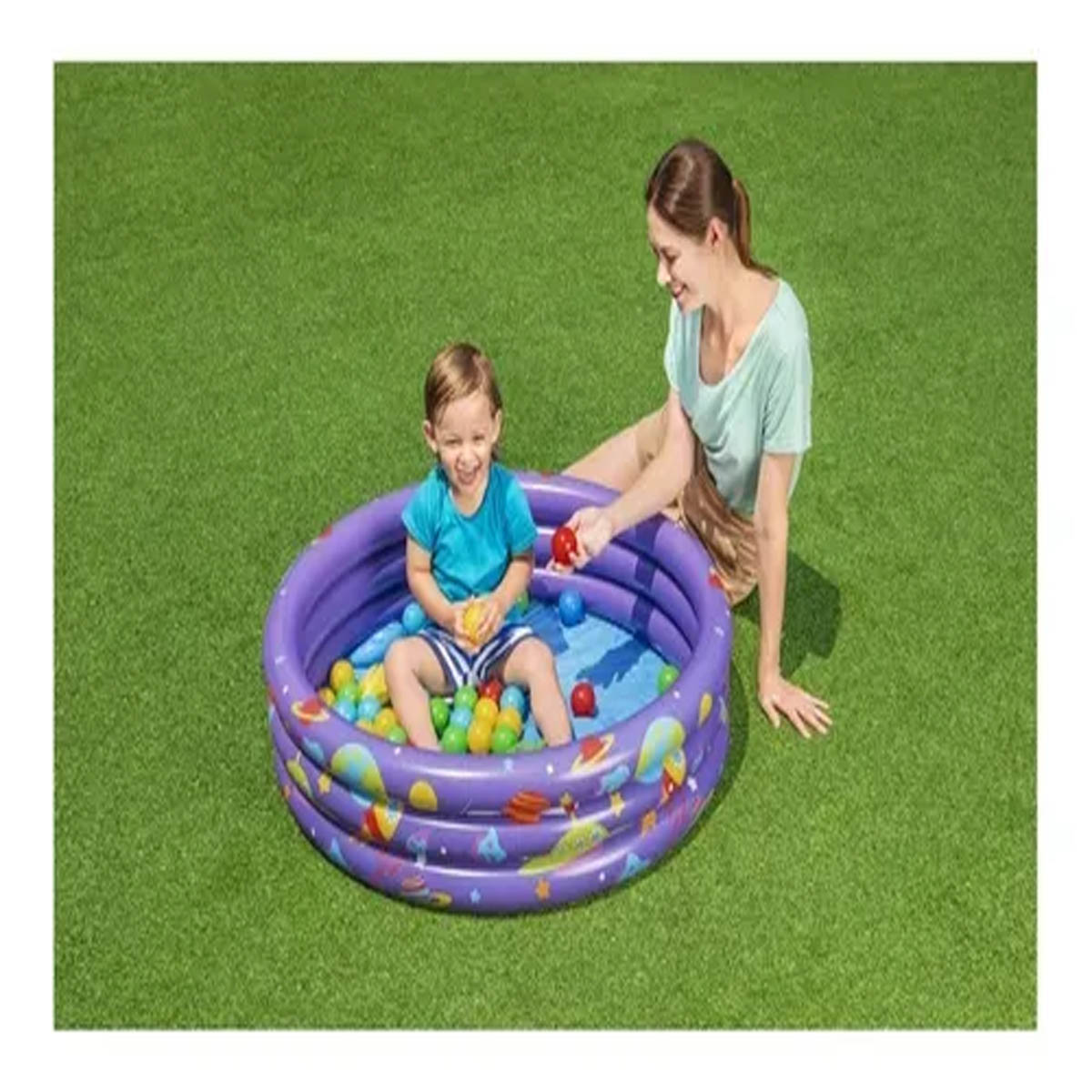 Alberca Inflable Redonda 1.02X25cm 3Anillos Morada Con Pelotas 52466