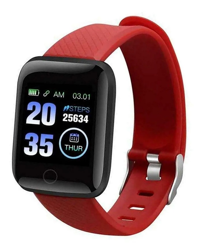 Smartwatch Monitor De Ritmo Cardiaco Deportes Rojo