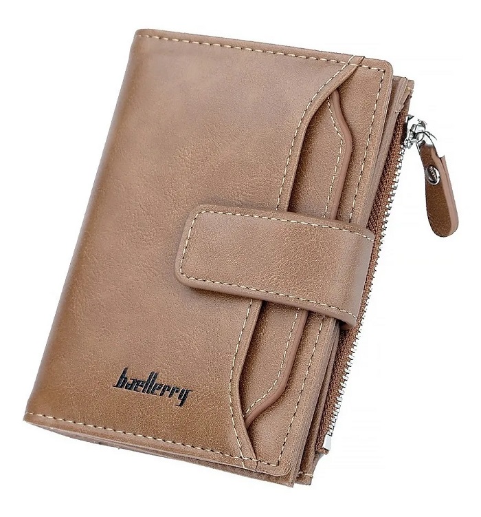 Cartera De Cuero Con Monedero Cierre Para Hombre Marron