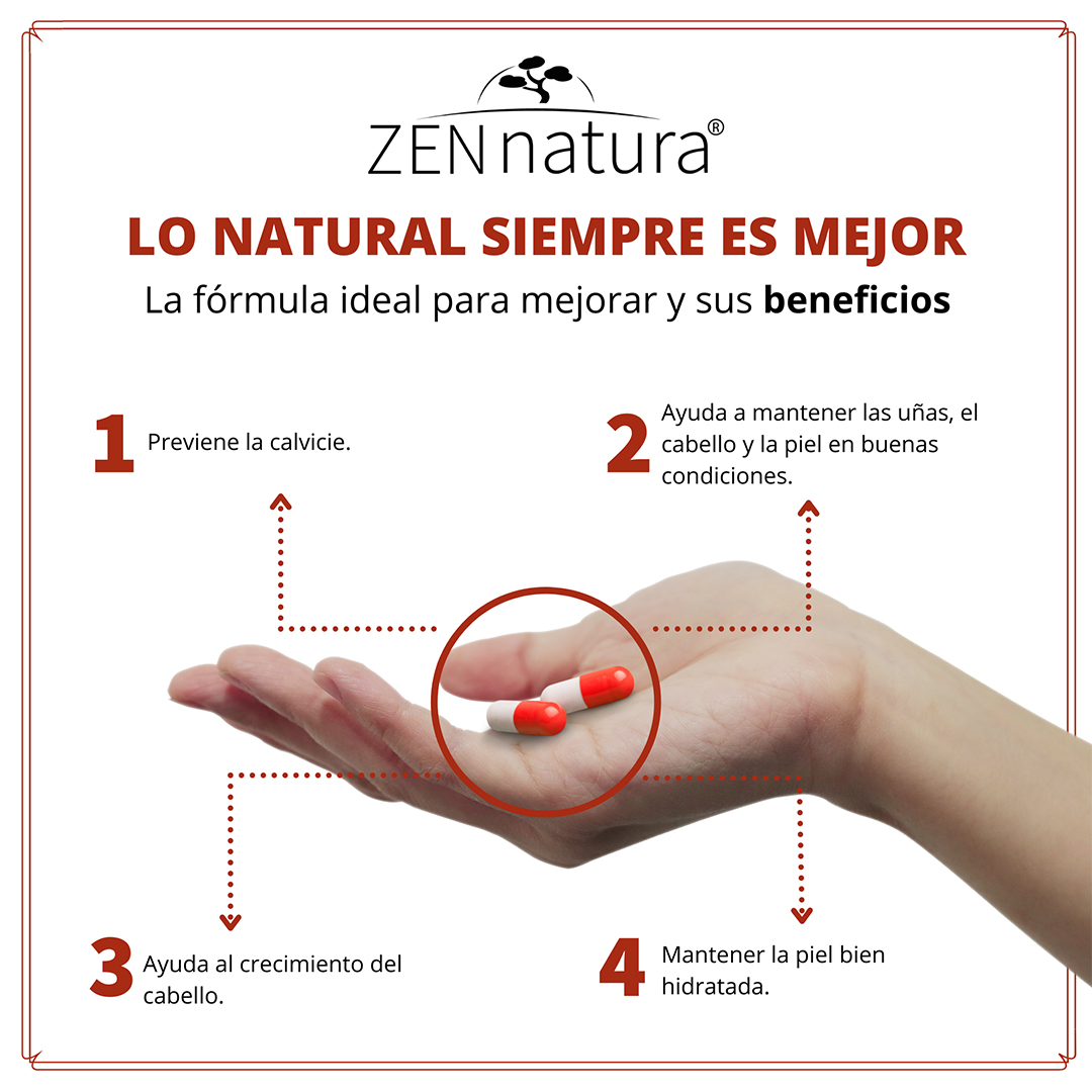 EVEAUX 90 CAPSULAS ZEN NATURA BIOTINA, VITAMINA A Y SELENIO