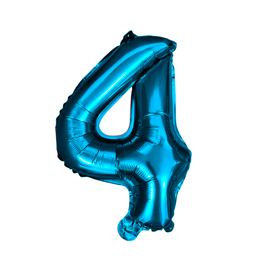 Globos Del Número 4 De Papel De Aluminio De 26 Pulgadas/66 Cms Oro Plata Azul Rey Fuchsia Rosa Negro Rojo Rose Gold Arcoiris Pastel Y Azul Turquesa