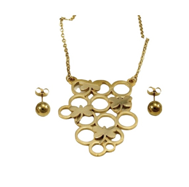 Juego de libélulas círculos color dorado 