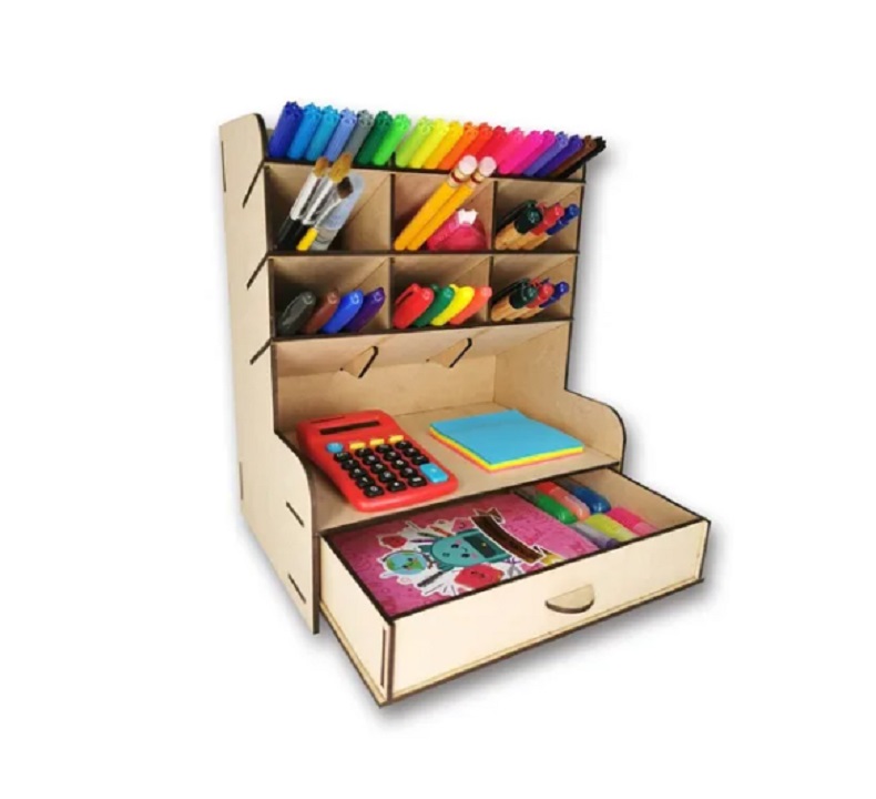 Organizador De Escritorio Mdf Con Cajonera