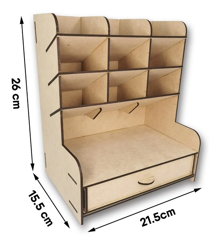 Organizador De Escritorio Mdf Con Cajonera