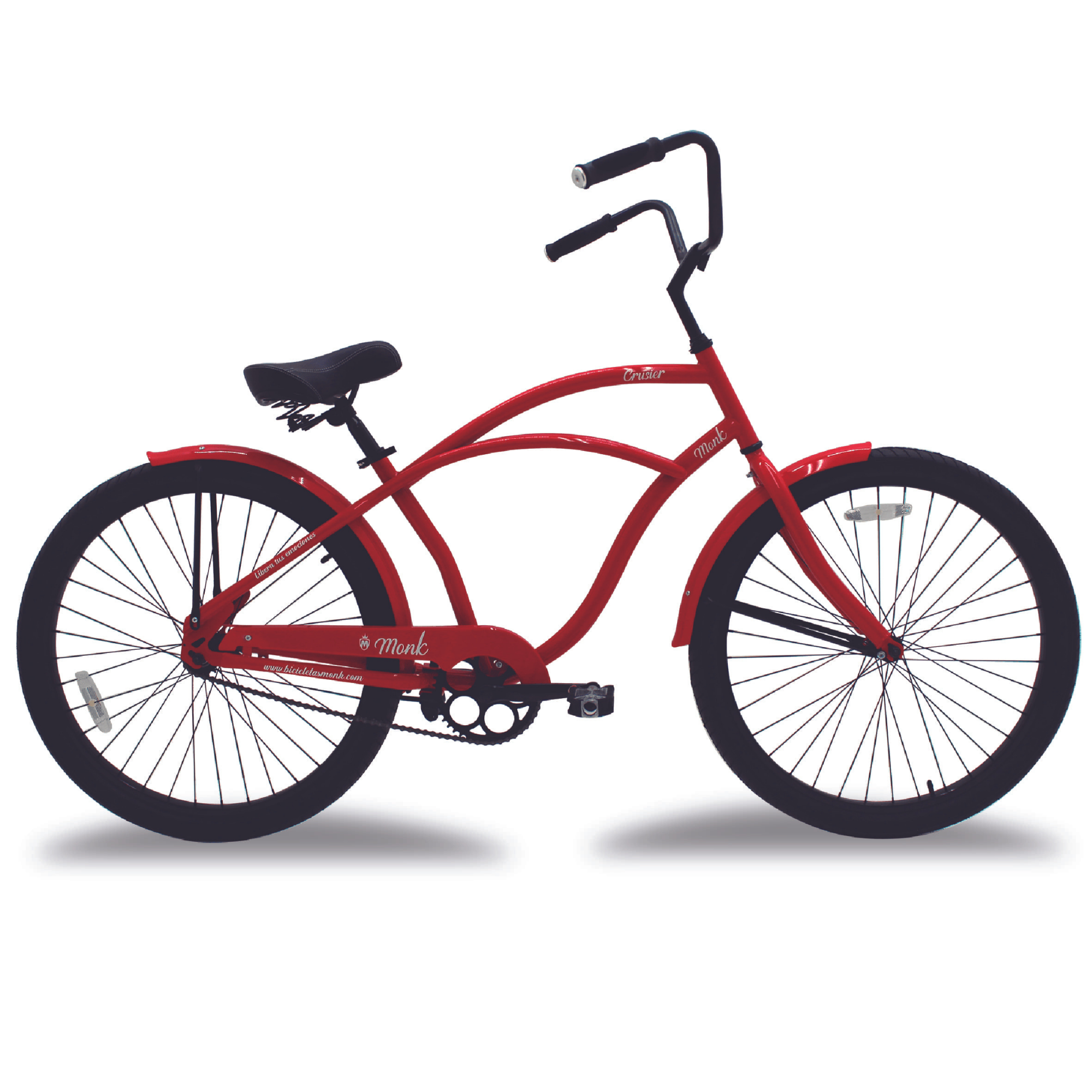 Bicicleta Urbana Rodada 26 1 Velocidad Crusier Monk Roja