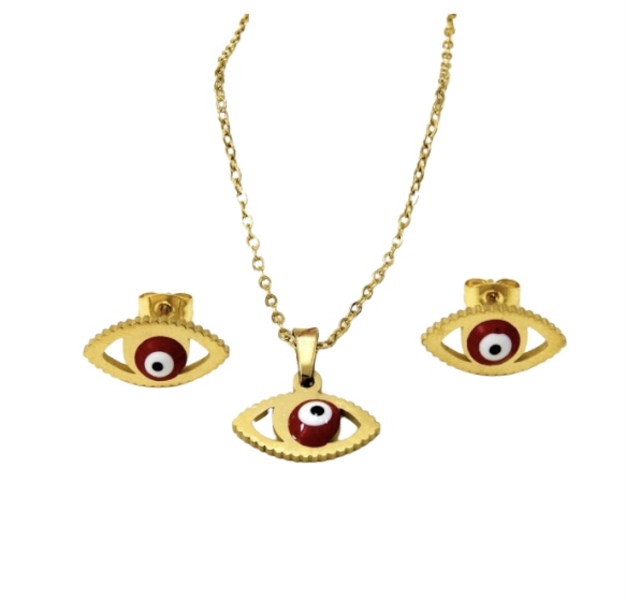 Juego de ojo rojo color dorado