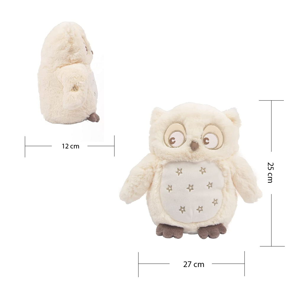 Búho De Peluche Con Iluminación Muñeco Canción Cuna Musical Ultra Suave 25 cm Alto 
