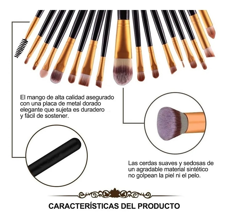 Juego De Brochas De Maquillaje Profesional De 20 Piezas