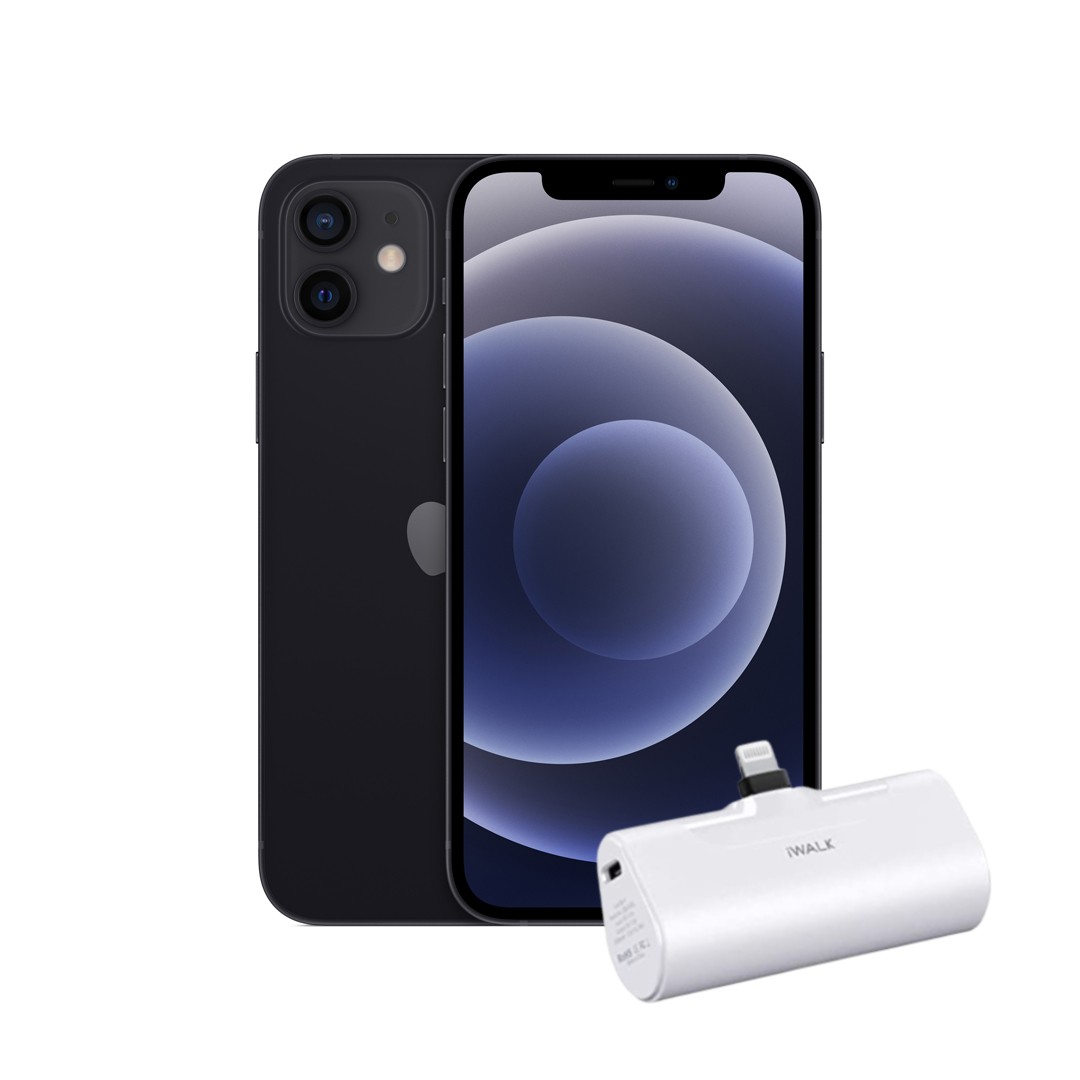 Celular Reacondicionado Apple 12 64gb Negro Grado A + Cargador Portatil Blanco