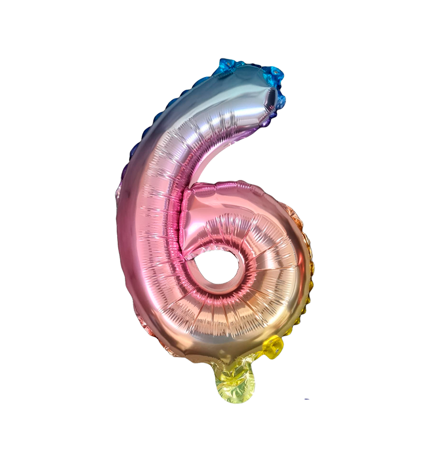 Globos Del Número 6 De Papel De Aluminio De 26 Pulgadas/66 Cms Oro Plata Azul Rey Fuchsia Rosa Negro Rojo Rose Gold Arcoiris Pastel Y Azul Turquesa