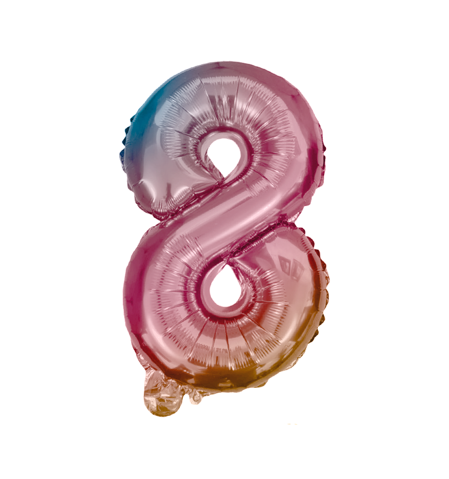   Globos Del Número 8 De Papel De Aluminio De 26 Pulgadas/66 Cms Oro Plata Azul Rey Fuchsia Rosa Negro Rojo Rose Gold Arcoiris Pastel Y Azul Turquesa