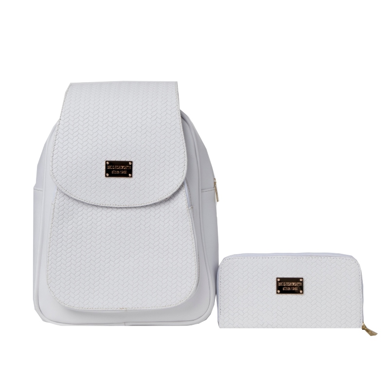 Set de Mochila y Cartera de Moda FANA para Mujer Manely Blanco