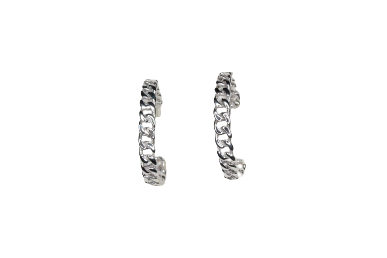 ARETES EVACIELO ARRACADAS DE ESLABÓN LISO GRANDE ELABORADAS POR ARTESANOS DE TAXCO. PLATA FINA .925
