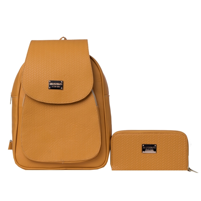 Set de Mochila y Cartera de Moda FANA para Mujer Manely Mostaza