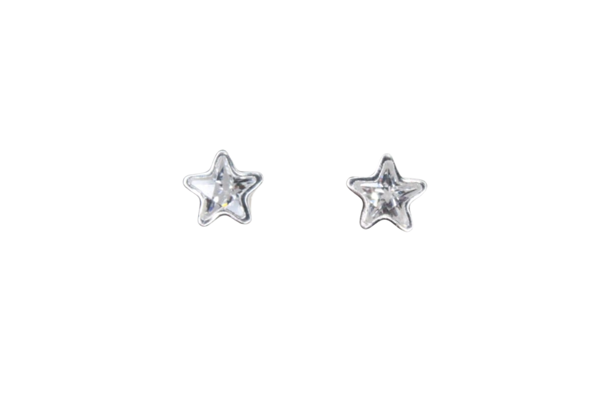 ARETES EVACIELO BROQUEL DE ESTRELLA CON ZIRCONIA ELABORADOS POR ARTESANOS DE TAXCO. PLATA FINA .925