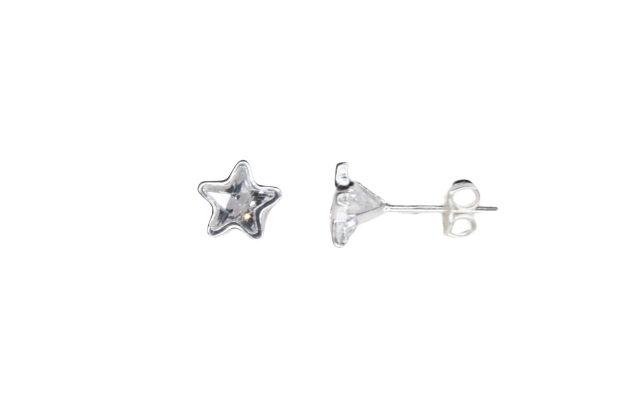 ARETES EVACIELO BROQUEL DE ESTRELLA CON ZIRCONIA ELABORADOS POR ARTESANOS DE TAXCO. PLATA FINA .925