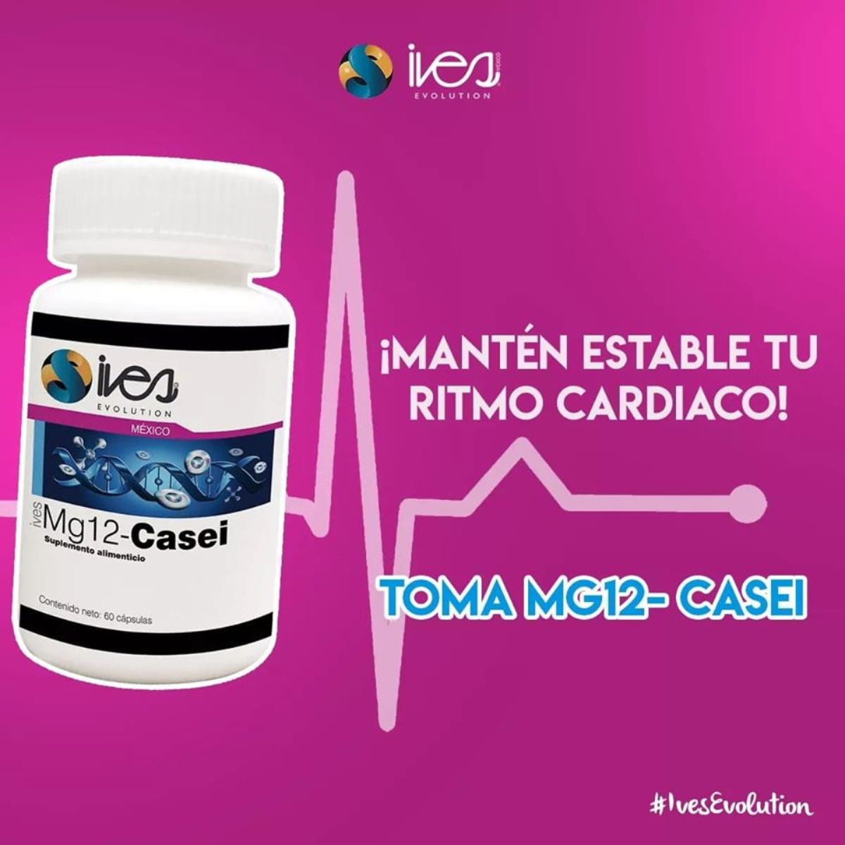 Magnesio Ives Evolution México Lacto bacilos Casei Alfalfa 60 Cáps.