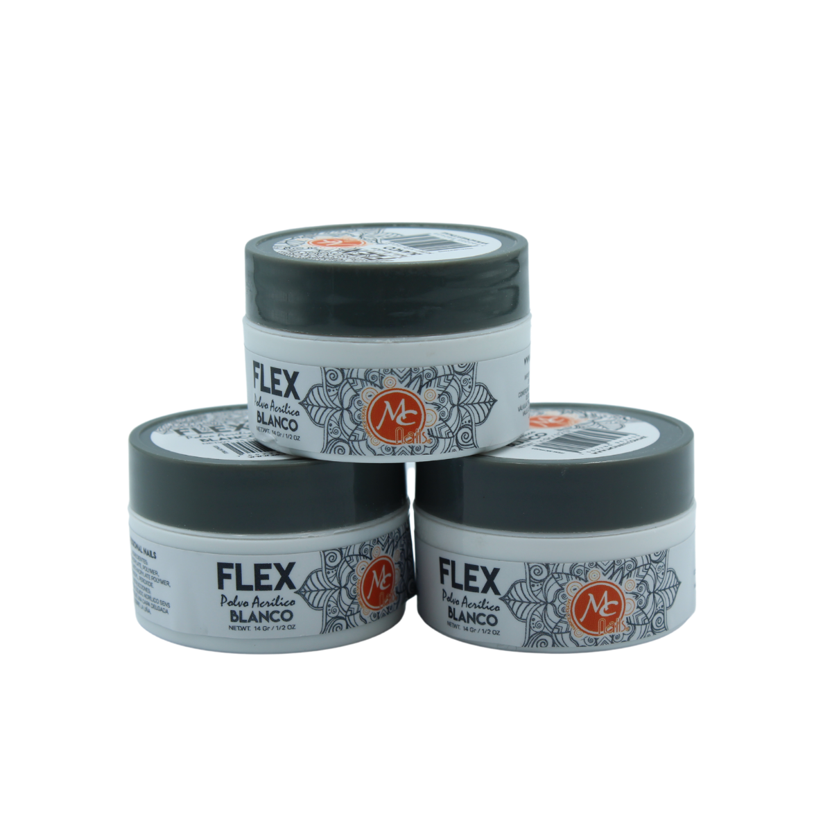 Mc Nails Flex Polvo Acrílico Básico 1/2 Onza. Uñas Acrílicas Blanco