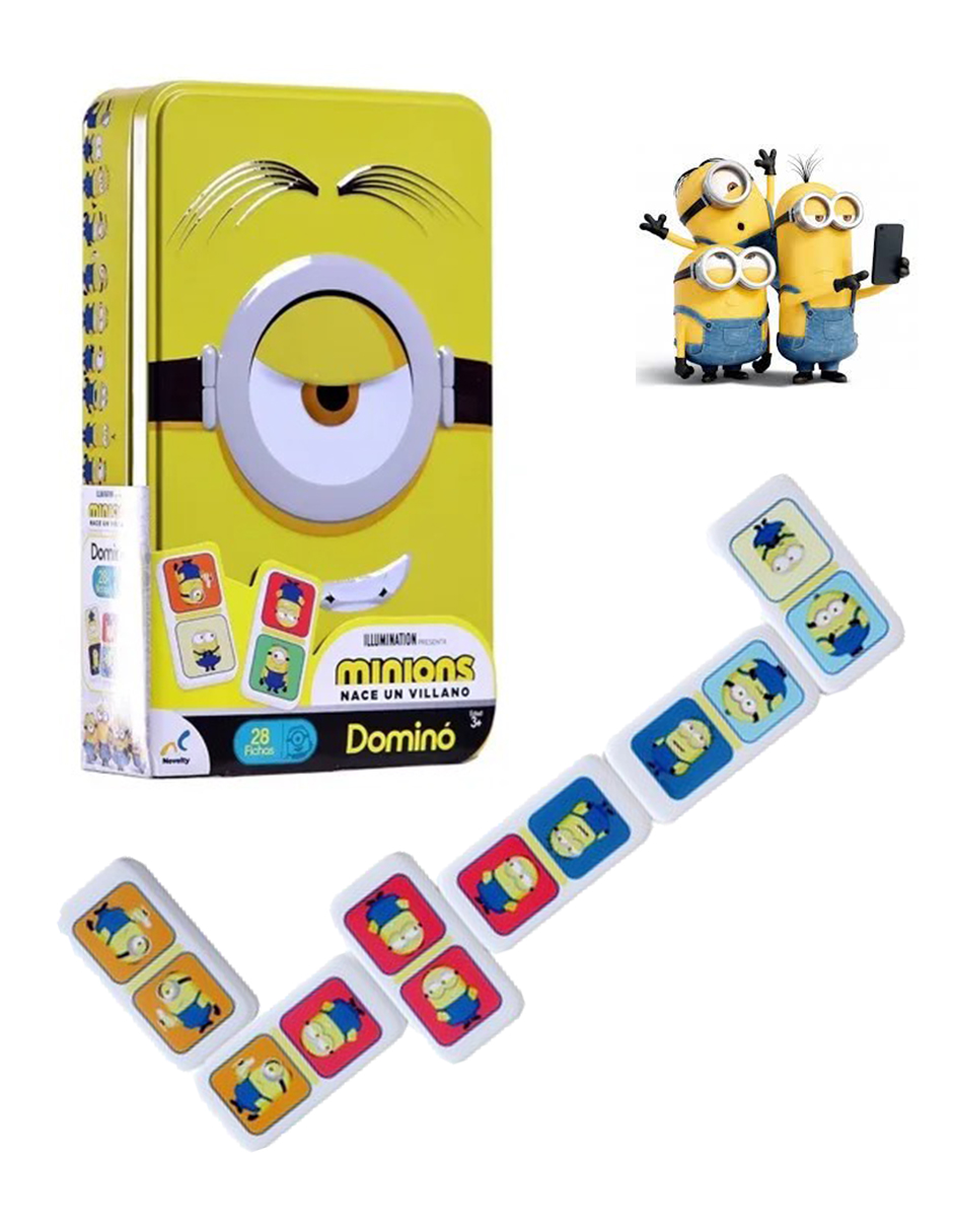 Dominó Minions 2 Nace Un Villano con Caja Metálica Coleccionable con Relieve - 28 piezas- Novelty