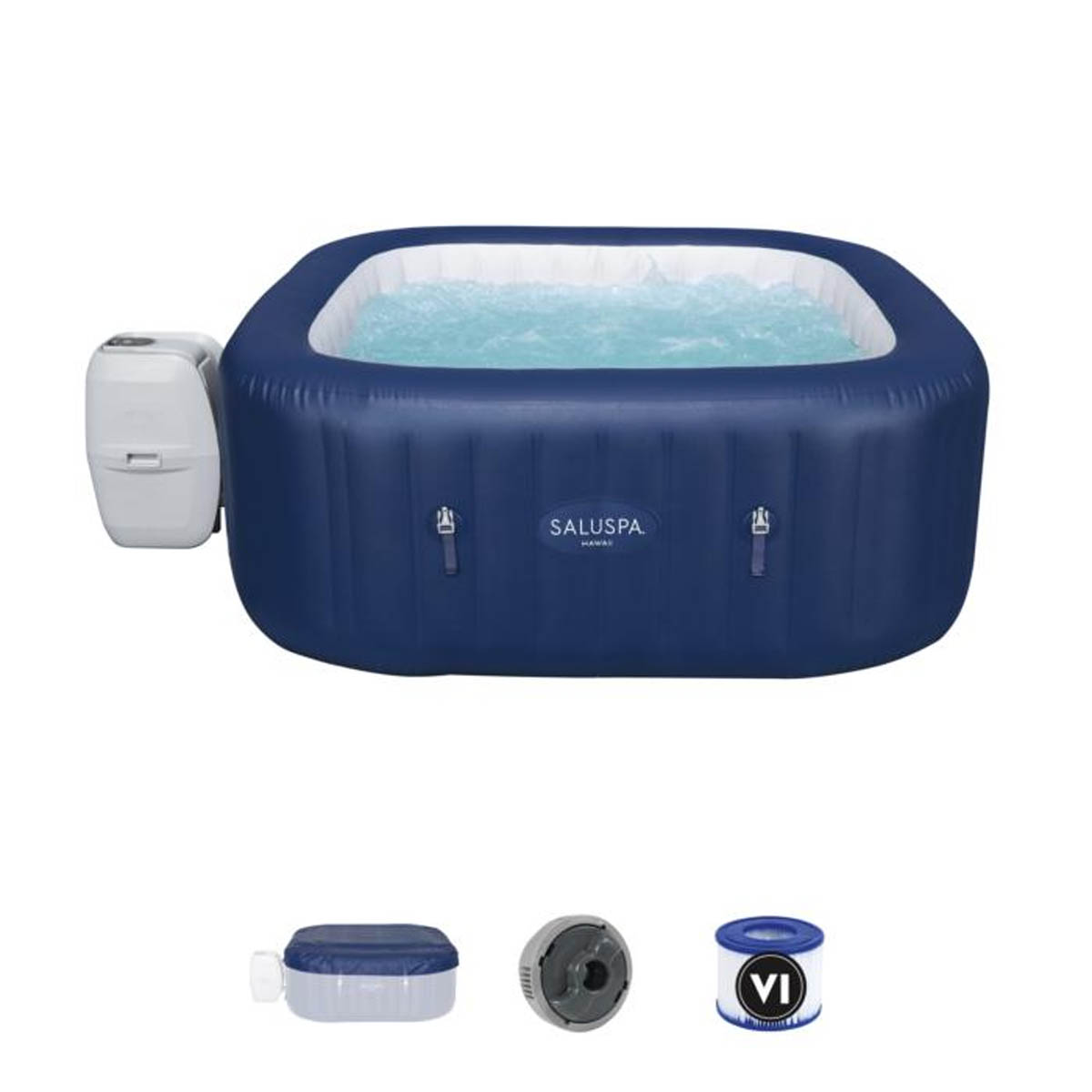 Sauna Spa HAWAII AIRJET 1.80X1.80X71cm  4-6Personas C/Bomba Y Cubierta 840lts Azul 60022