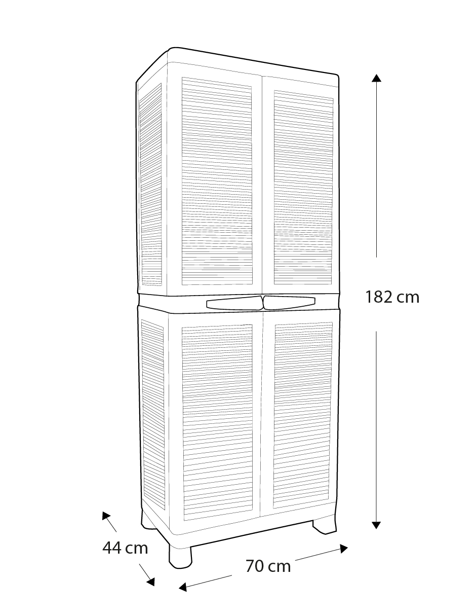 Armario Porto Duna Plástico Negro, organizador y alacena de 4 niveles