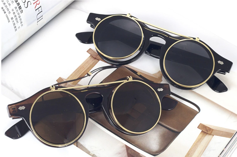 Lentes de Sol Estilo Vintage Doble Mica Abatible Armazón Graduaba Unisex