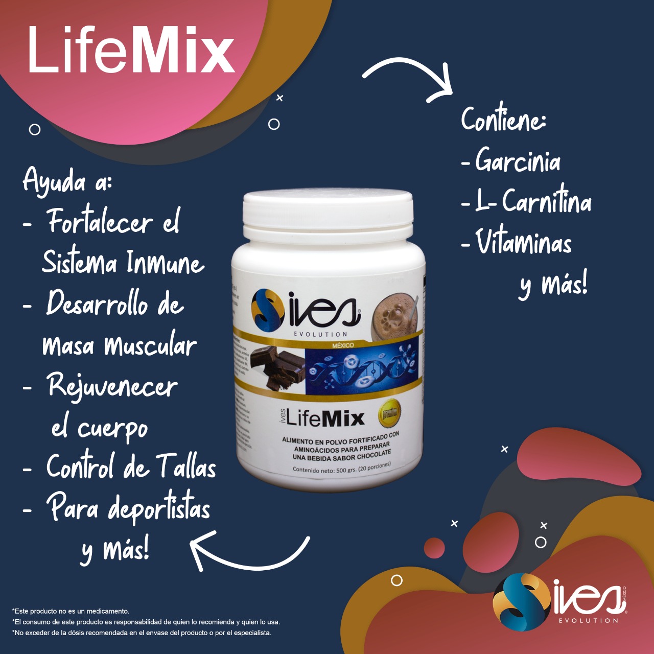 Proteína de suero de leche soya Life Mix Premium Cocoa Ives Mexico 20 U