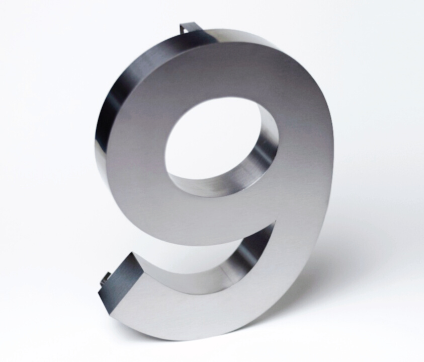 Números para casa 3D Digito 9 30 cm de alto Acero inoxidable para exterior
