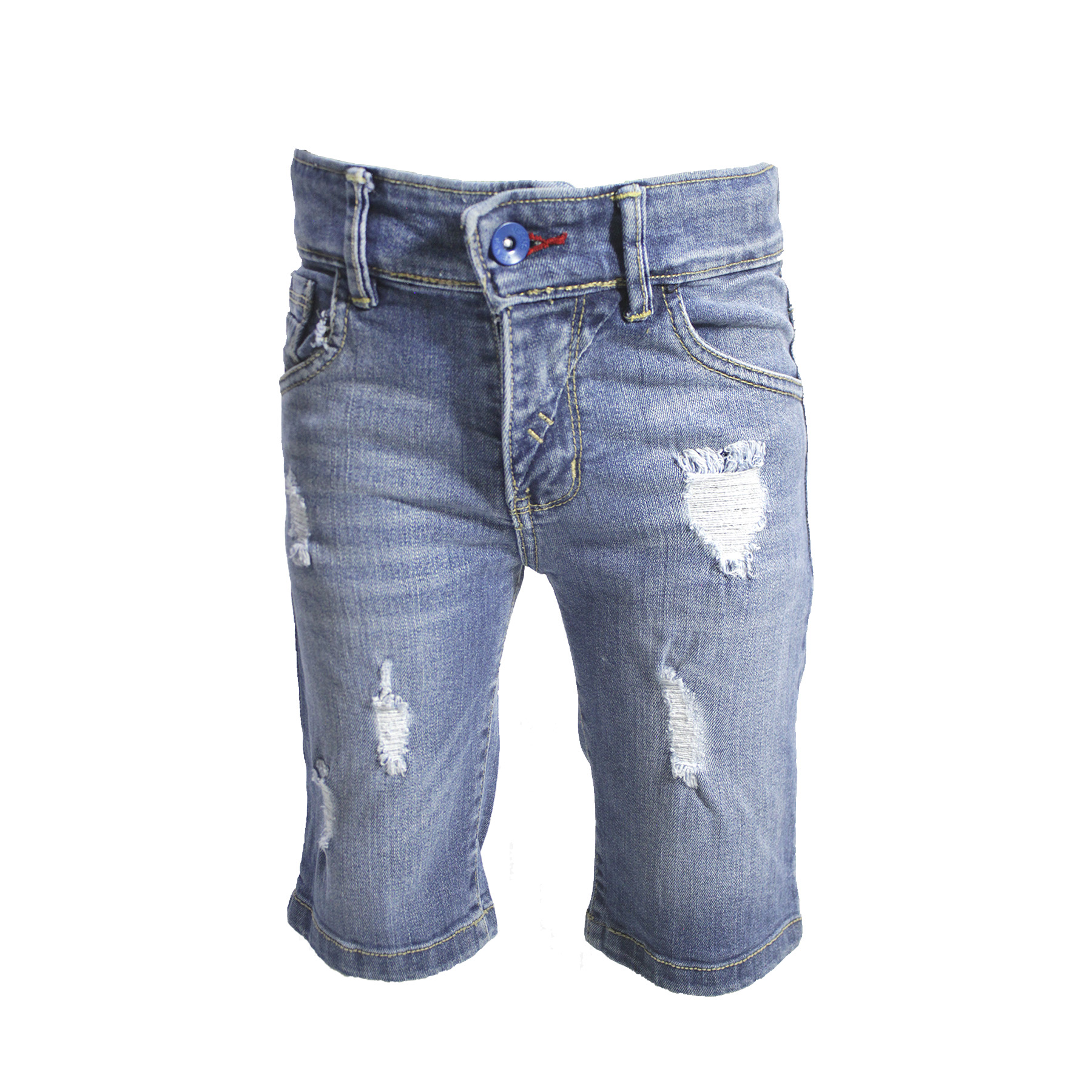 Bermuda mezclilla strech, con detalle en bolsas traseras y destrucción al frente pixxtols CB018