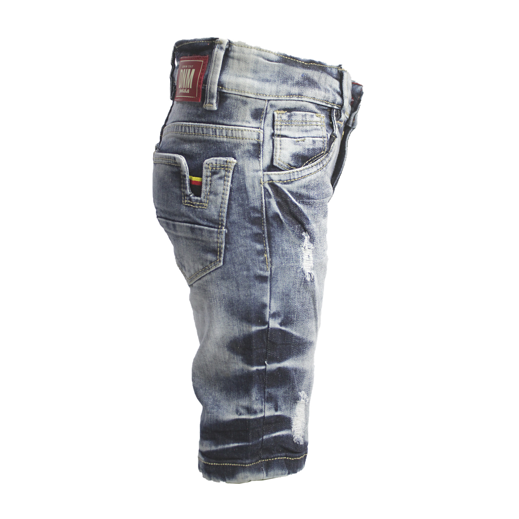 Bermuda mezclilla strech, con detalle en bolsas traseras y destrucción al frente pixxtols CB018