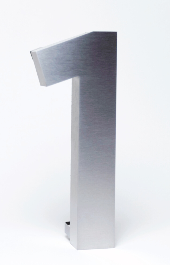 Números para casa 3D Digito 1 30 cm de alto Acero inoxidable para exterior