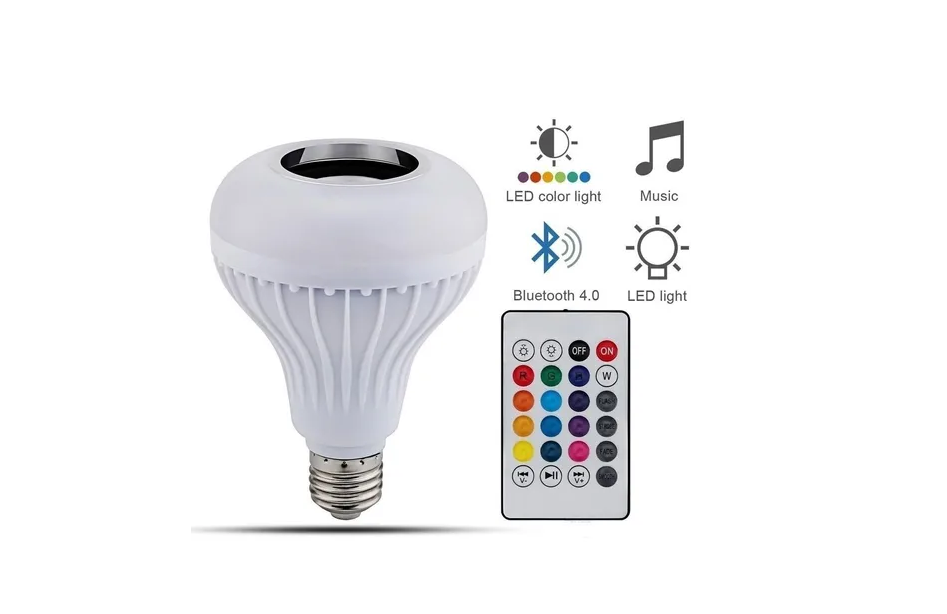 Foco Led 12w Bocina Multicolor Rgb Bluetooth Control Remoto