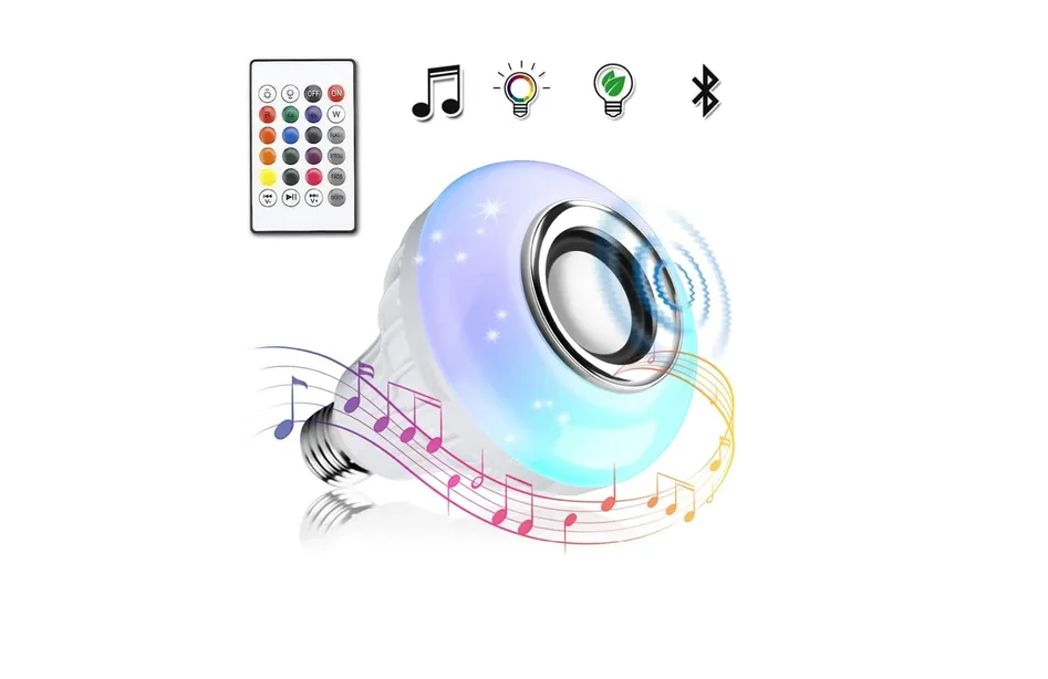 Foco Led 12w Bocina Multicolor Rgb Bluetooth Control Remoto