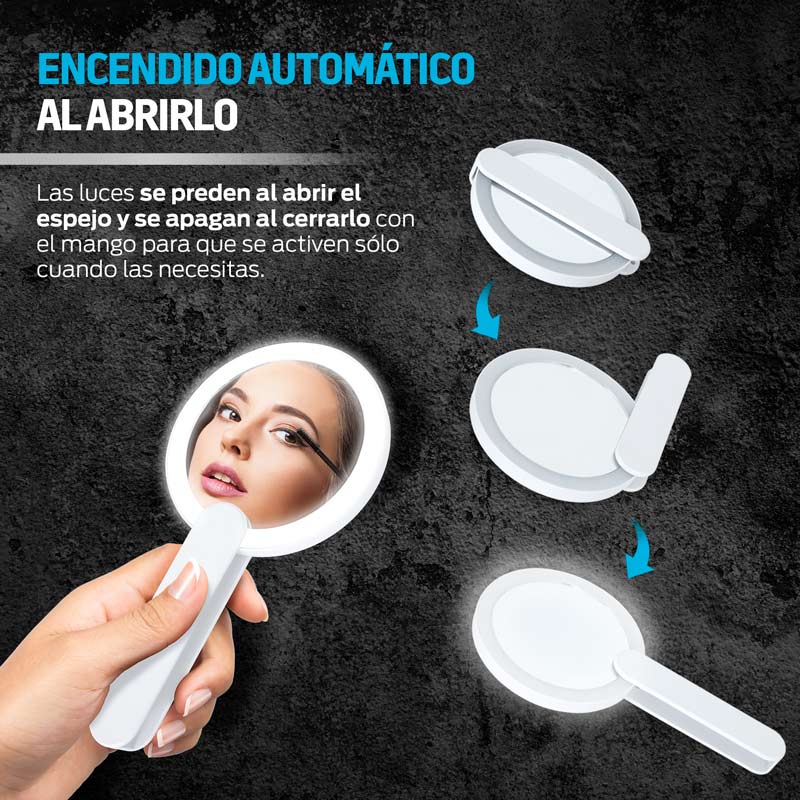 Espejo con Luz LED para Maquillaje Plegable y Portátil Redlemon