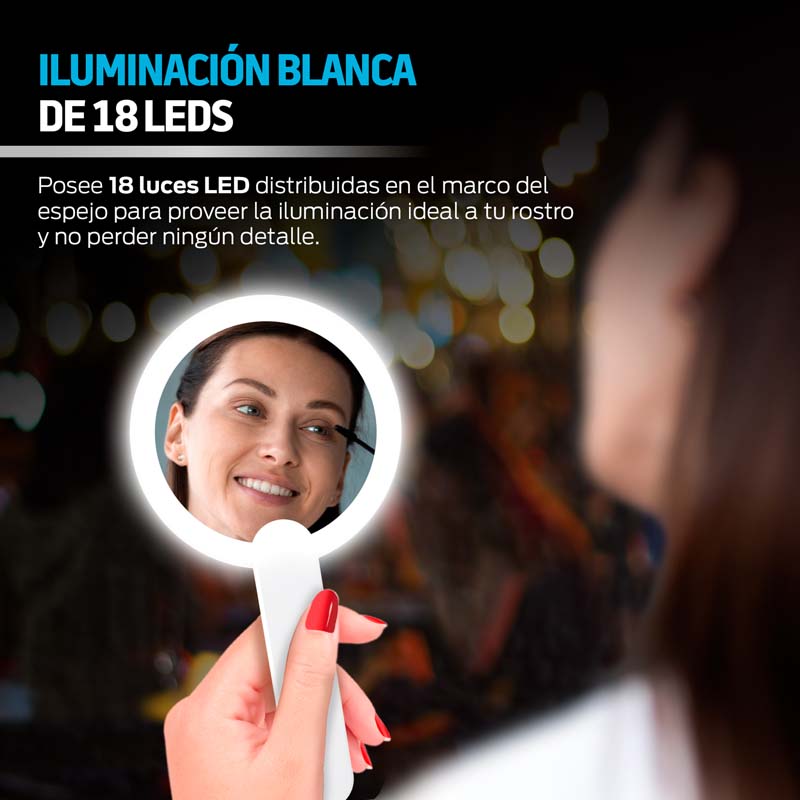 Espejo con Luz LED para Maquillaje Plegable y Portátil Redlemon