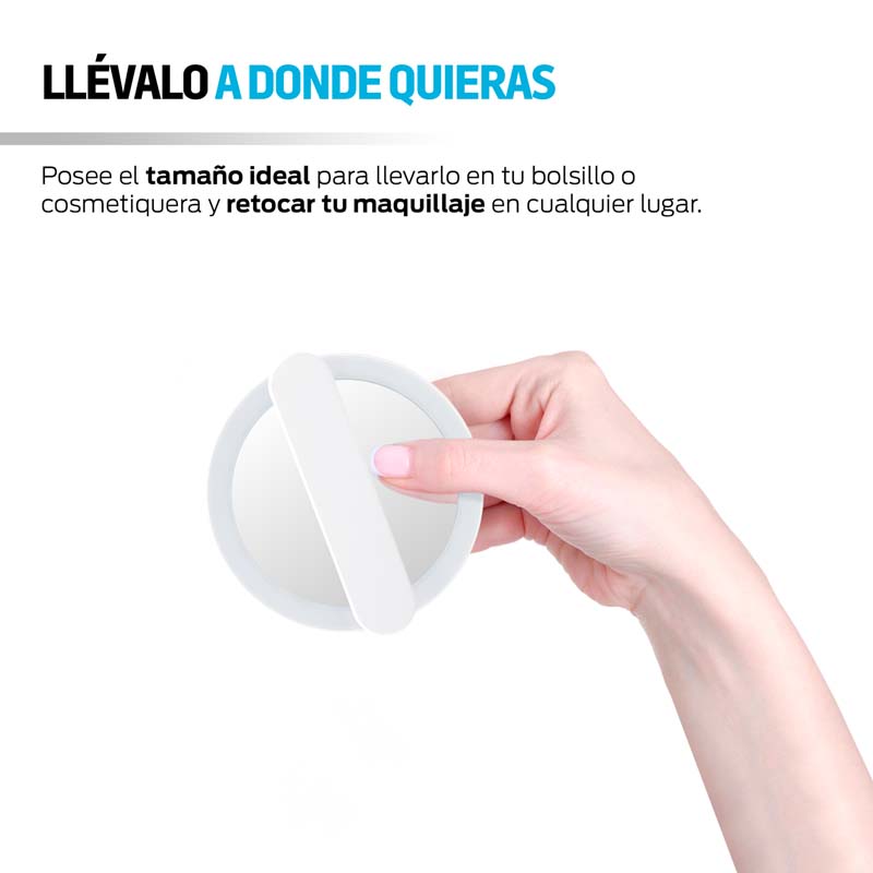 Espejo con Luz LED para Maquillaje Plegable y Portátil Redlemon