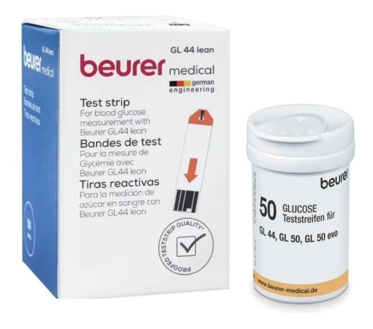 Tiras Reactivas Glucosa Tr44 Glucometro Beurer Caja 50 Pieza